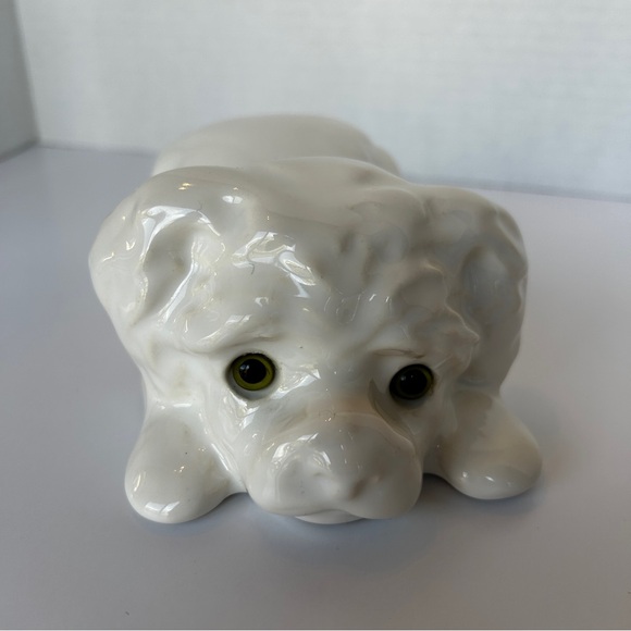 Adorable White Puppy w Big Green Eyes "The Collectables #402" Canadiana Pottery - Picture 1 of 10